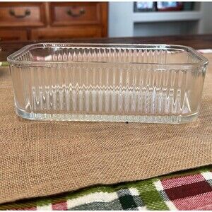 Federal Glass Rectangle Ribbed Refrigerator dish No Lid